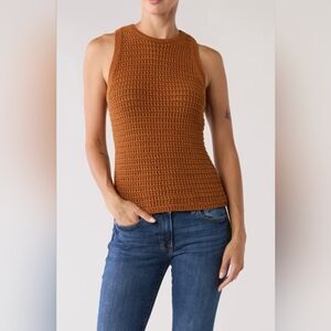Madewell Tan Crochet Knit Crewneck Cotton Sweater Tank Top